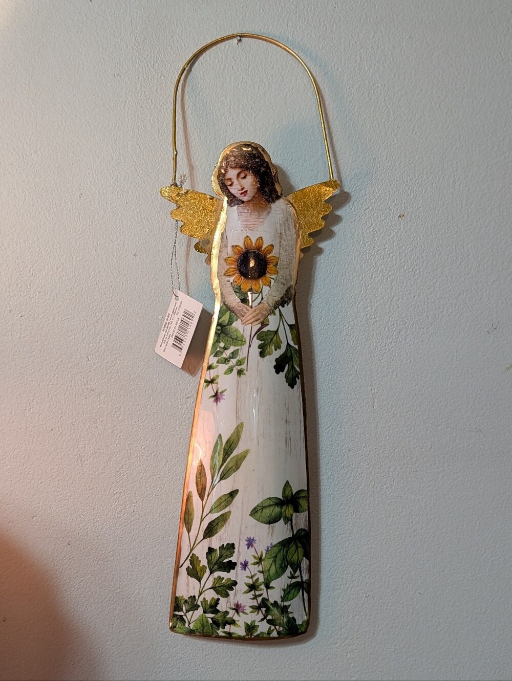 20' Ganz Metal Angel Sunflower White Gold Metallic Wall Art Floral NWT Cottage